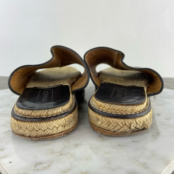 LAST DAY!!!    Coach Black Leather Espadrille Slide Sandals - Picture 2 of 11